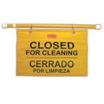 Rubbermaid Multilingual Closed for Cleaning Hanging Doorway Safety Sign, Yellow